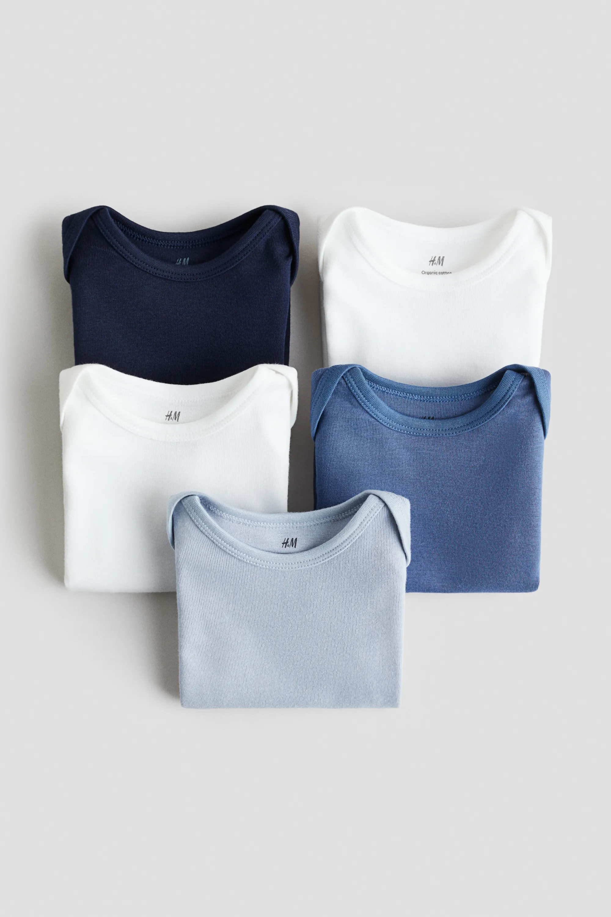 Lot de 5 bodies en coton - Bleu/blanc