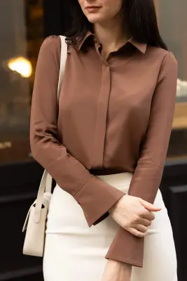 Marley Silk Blouse - Chocolate — photo 4