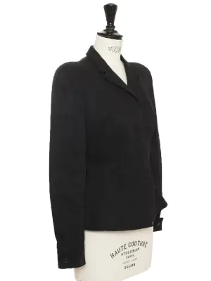 Veste très cintrée à épaulettes en coton noir Prix boutique 2100€ Taille XXS — photo 4