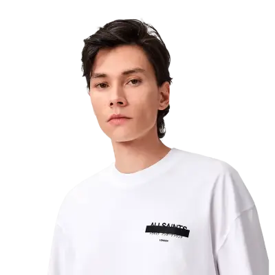 ALLSAINTS Redact Oversized Embroidered Logo T-Shirt Ashen White — photo 3