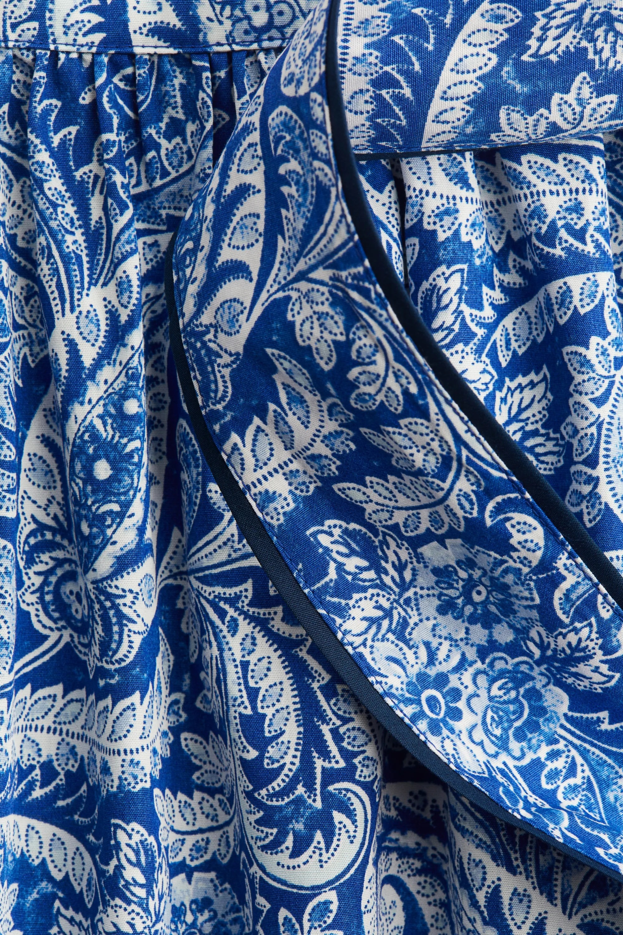 Jupe en popeline avec détail à nouer - Bleu/motif cachemire