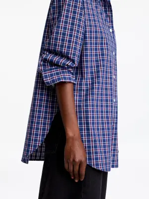Chemise décontractée en popeline - Bleu foncé — photo 3