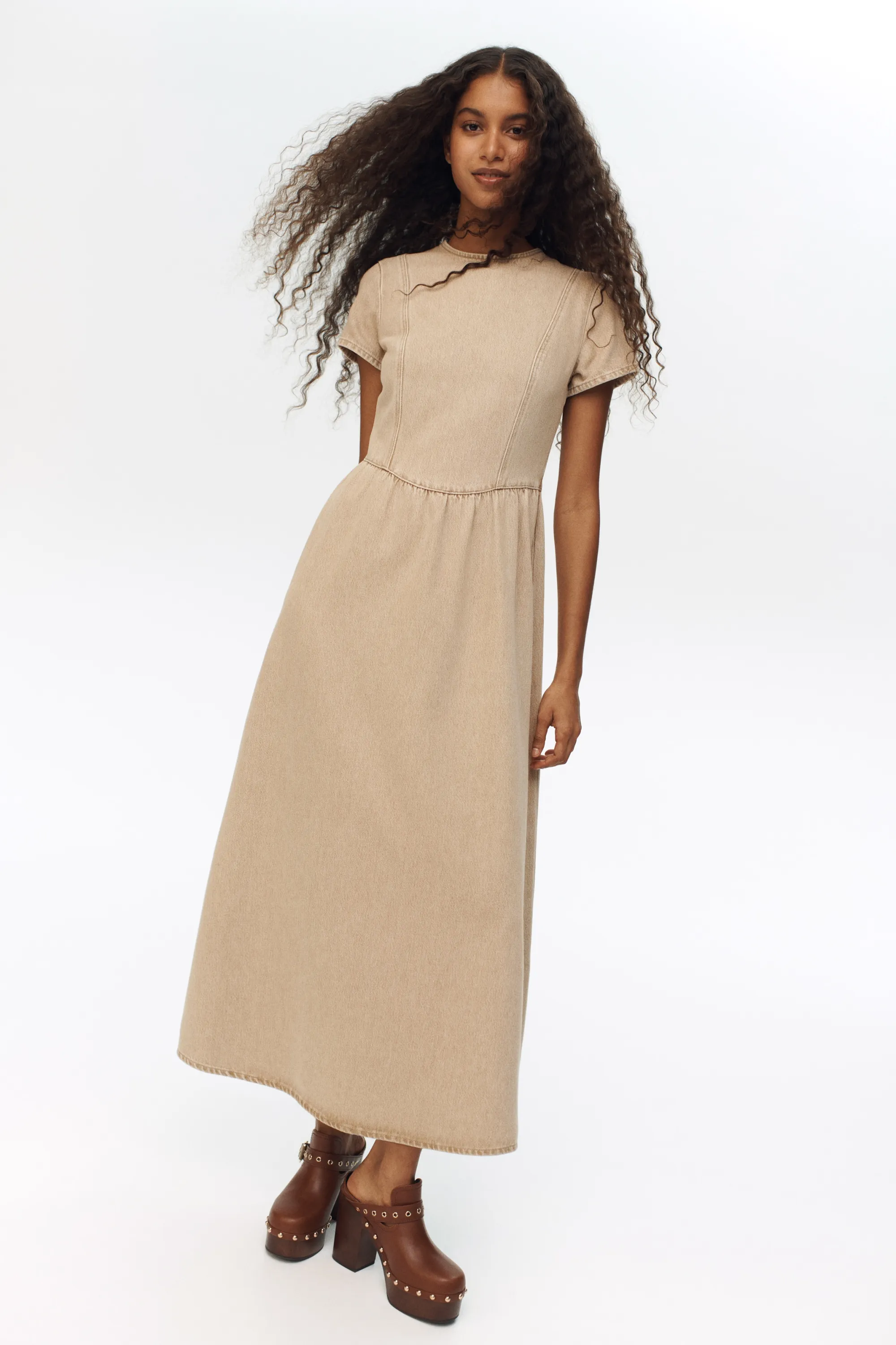 Robe maxi en denim - Beige