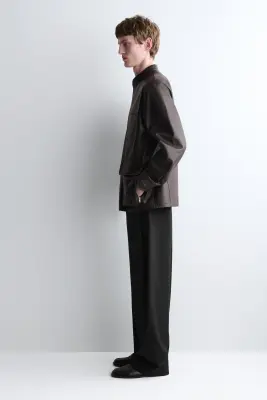 VESTE EN CUIR NAPPA BRILLANT - BRUN FONCÉ — photo 2