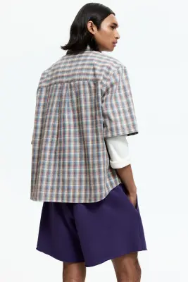Chemise Regular Fit à manches courtes - Bleu ancien/carreaux — photo 3
