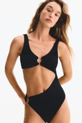 Maillot de bain paddé High Leg avec ouverture - Noir — photo 1
