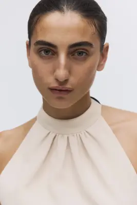Top dos nu avec base à effet boule - Beige clair — photo 2