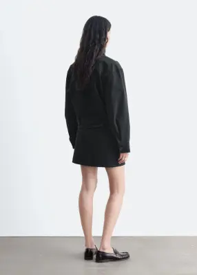 Veste ceinturée en sergé de coton - Noir — photo 5