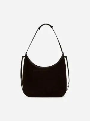 Sac à bandoulière en cuir suédé - Marron foncé — photo 1