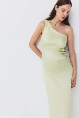 MAMA Robe asymétrique en viscose - Jaune clair — photo 2
