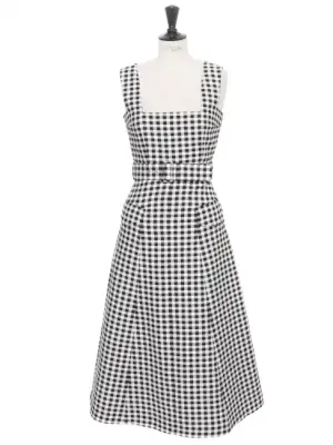 Robe PETRA longue vichy noire et blanche ceinturée Prix boutique 970€ Taille 36 — photo 1