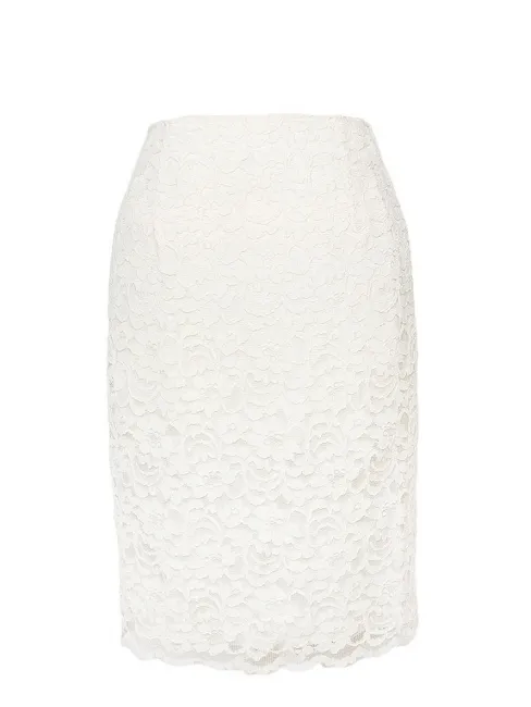 Jupe crayon taille haute en dentelle blanche Taille 38