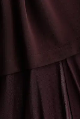 Robe bandeau bi-matière - Marron foncé — photo 4