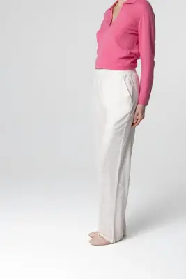 Pantalon Crème en Lin / Elasthanne — photo 3