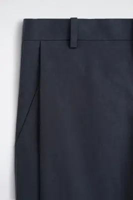 PANTALON LARGE DÉCONTRACTÉ À PLIS - BLEU FONCÉ — photo 2