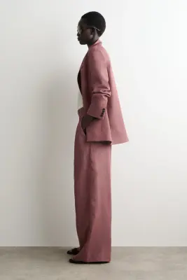 PANTALON LARGE EN LIN MÉLANGÉ DÉCONTRACTÉ - ROUILLE — photo 2