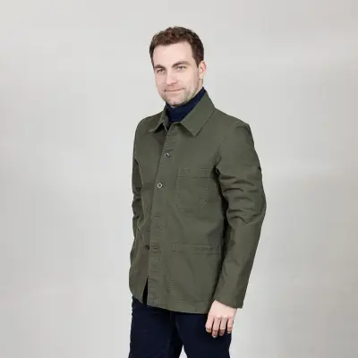 Veste de travail authentique coton bio 1G/5C - Olive — photo 3