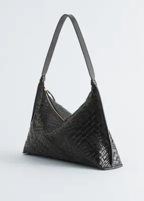 Tote bag en cuir entrelacé - Noir — photo 3