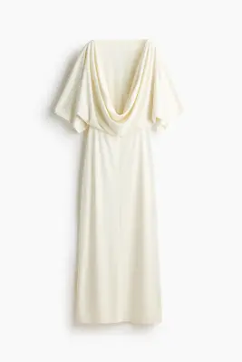 Robe maxi à effet drapé - Crème — photo 4