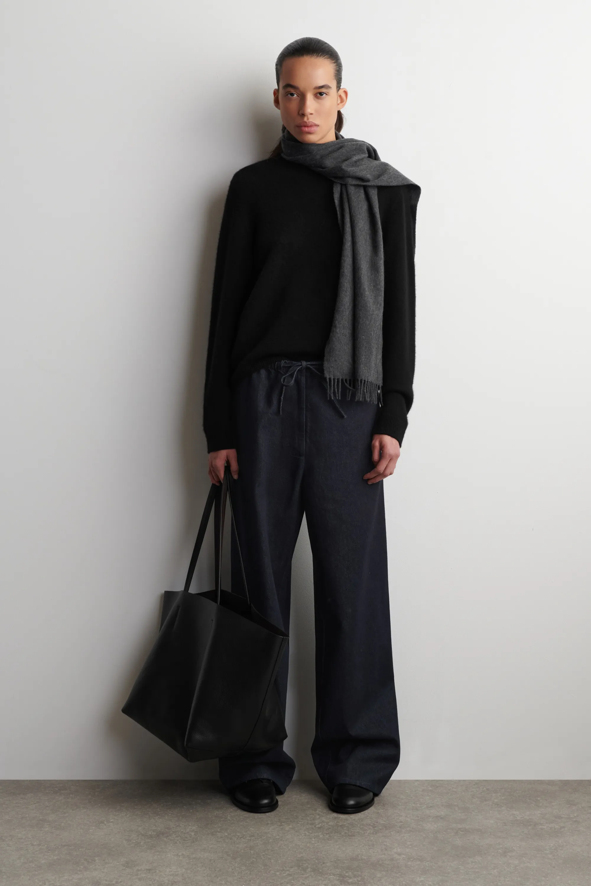 PANTALON EN DENIM À TAILLE AJUSTABLE - BLEU ENCRE