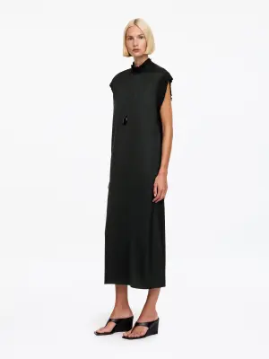 Robe midi smockée - Noir — photo 1