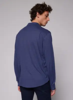 Chemise Venice blue Col Chemise Manches Longues en Lin / Elasthanne — photo 5