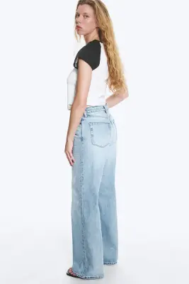 Jean jambe large taille mi-haute Paz - Trot Blue – Bleu clair — photo 2