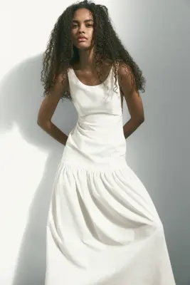 Robe avec dos décolleté et jupe évasée - Blanc — photo 2