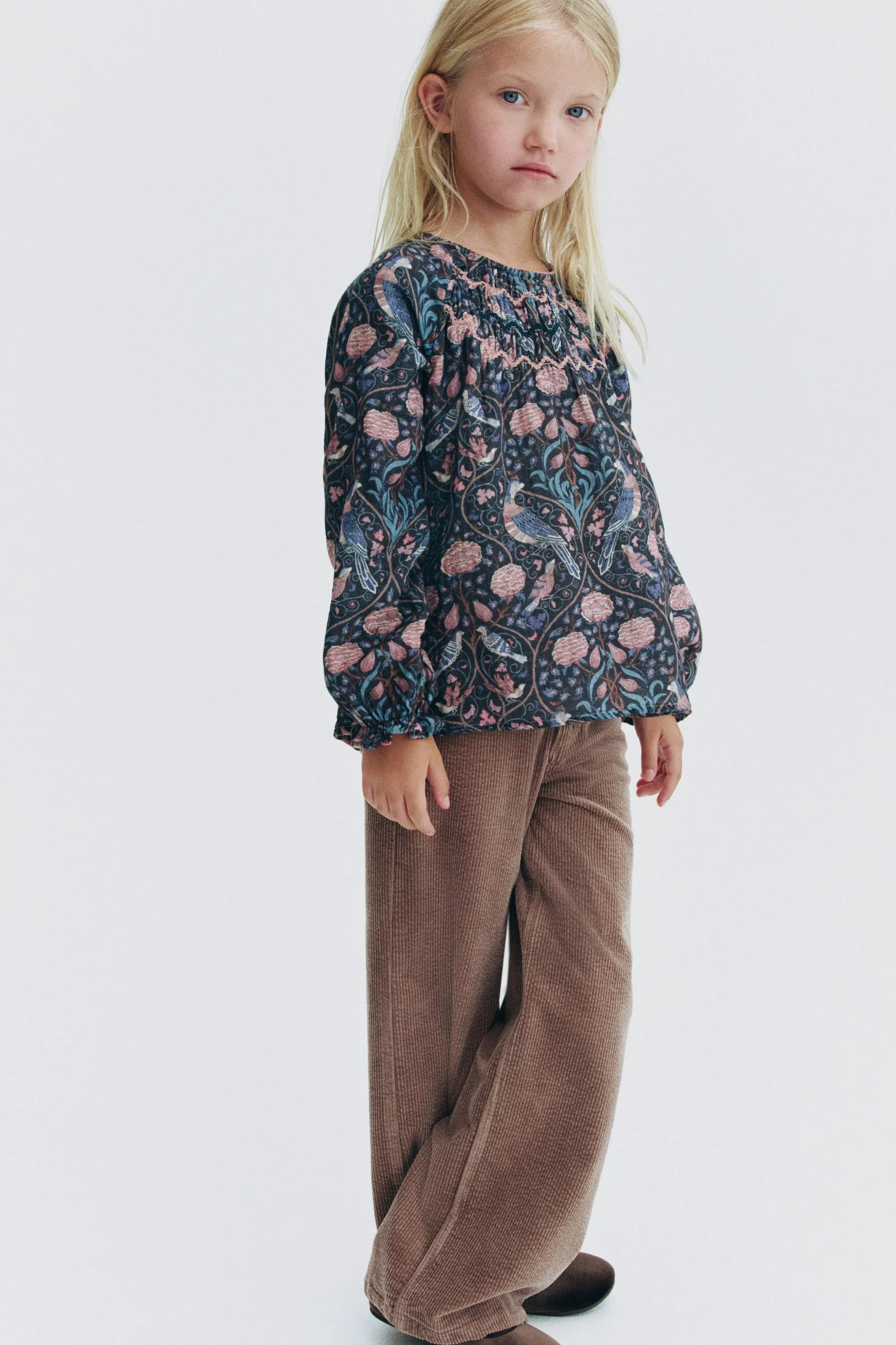 Blouse en mousseline à motif - Turquoise foncé/motif