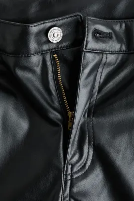 Pantalon baggy en tissu enduit - Noir — photo 4