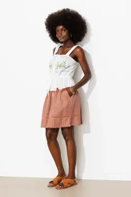 Jupe courte rayée Femme — photo 3