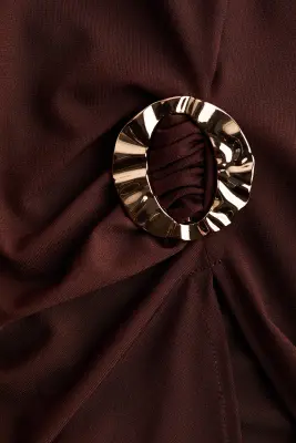 Top asymétrique à effet drapé - Marron foncé — photo 4