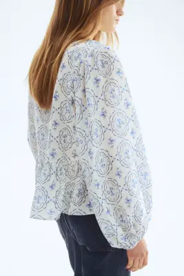 Blouse péplum - Blanc/fleuri — photo 3
