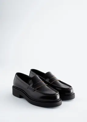 Mocassins en cuir épais - Noir — photo 1