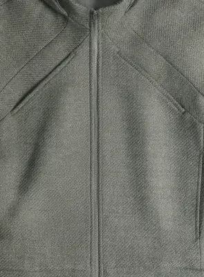 X Collar Puffer Jacket in Clay 100% Italian Wool — photo 3