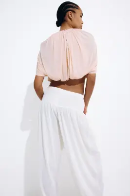 Top en maille fine avec base à effet boule - Rose pêche — photo 3