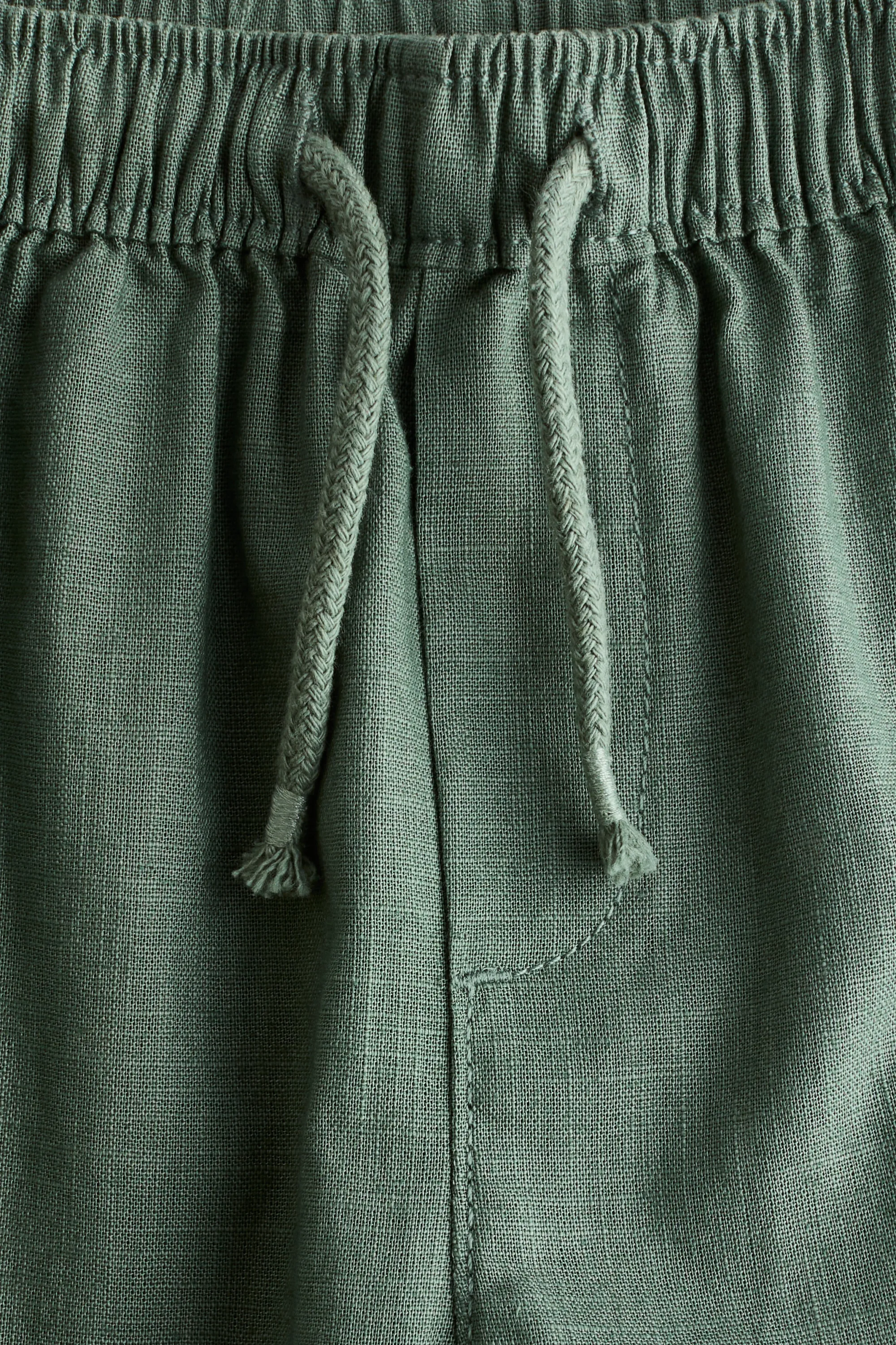 Pantalon en lin mélangé - Vert kaki
