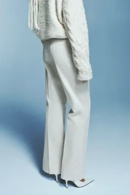 Pantalon évasé en velours côtelé - Beige clair — photo 2