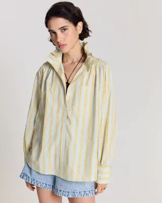 Chemise Leonor rayures bleu et jaune — photo 1