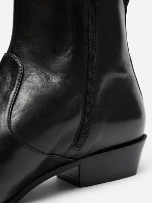 Bottines plates en cuir - Noir — photo 4