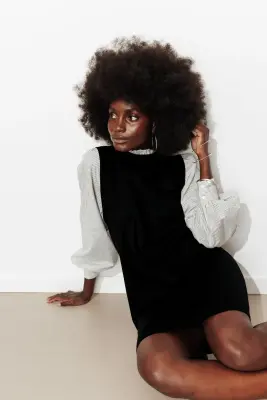 Robe tricot à effet superposé — photo 3
