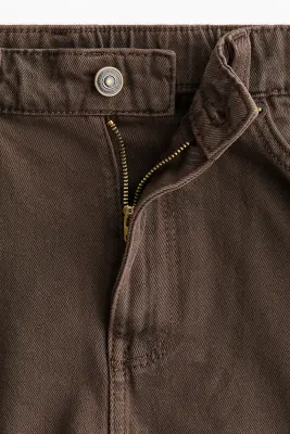 Short frangé en denim - Marron — photo 5