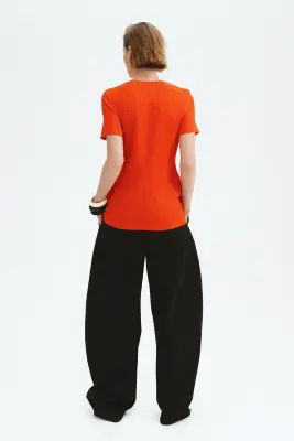 Top péplum en interlock - Rouge vif — photo 3