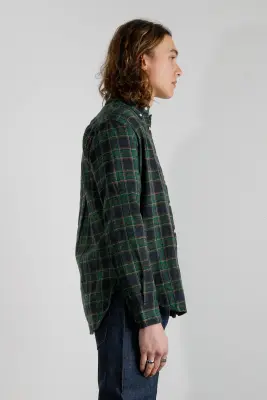 Chemise en flanelle tweed à carreaux - Vert — photo 5