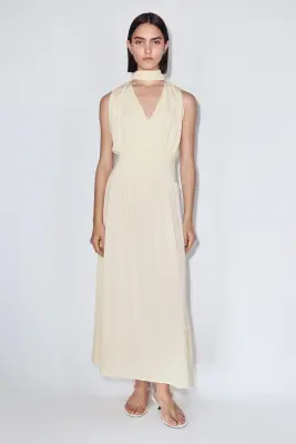Robe midi à effet drapé - Jaune clair — photo 1