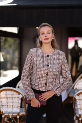 Leontine Tweed Jacket - Brown plaid — photo 4