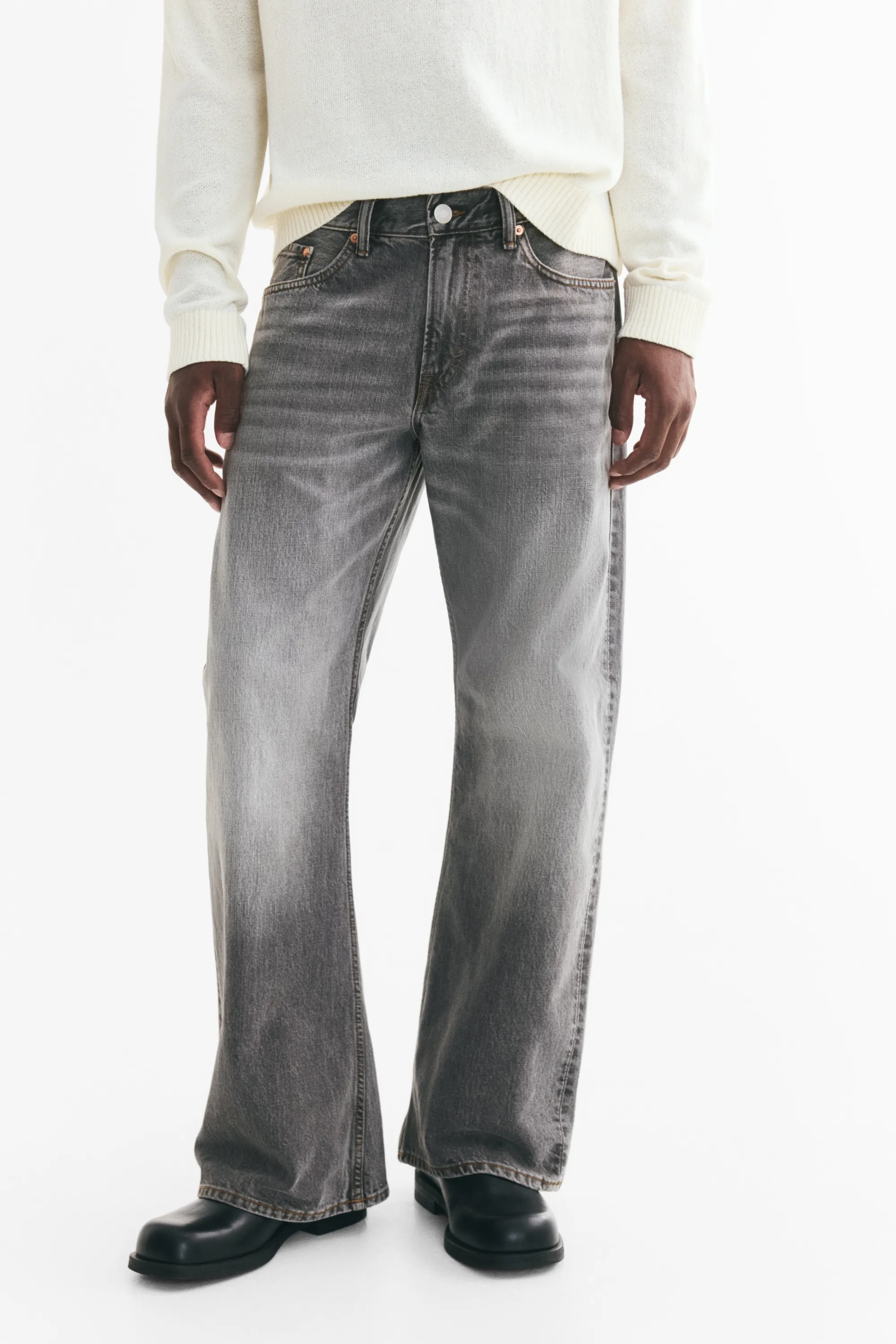 Relaxed Bootcut Jeans - Gris denim