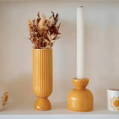 Grand bougeoir/vase 2 en 1 - jaune — photo 2