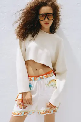 Short à motif - Blanc/poissons — photo 1