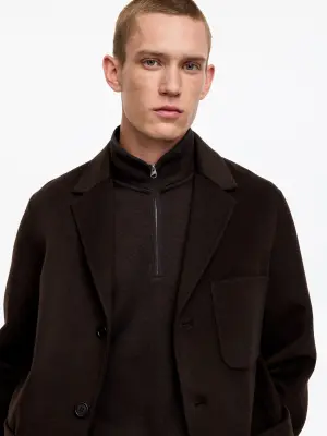 Blazer en laine double face - Marron foncé — photo 4